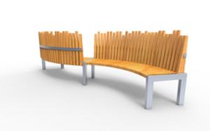 street furniture, price per metre, length measured on longer side, seating, wood backrest, curved, scandinavian line, wood seating