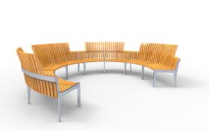 street furniture, seating, modular, wood backrest, armrest, curved, scandinavian line, wood seating, small table