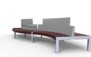 street furniture, double-sided , seating, wood backrest, upholstered seating