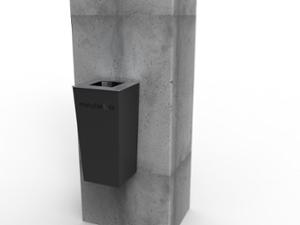street furniture, attached to wall, litter bin