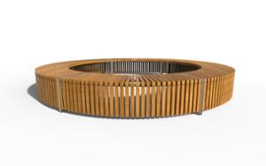 street furniture, bench, price per metre, horizontal planks, length measured on longer side, curved, scandinavian line