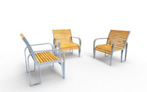street furniture, chair, for single person, seating, wood backrest, armrest, scandinavian line, wood seating, vintage