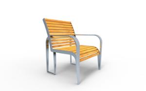 street furniture, seating, chair, for single person, wood backrest, armrest, scandinavian line, wood seating, vintage