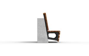 street furniture, seating, concrete, smooth concrete, attached to wall, modular, wood backrest, wood seating, high backrest