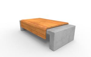 street furniture, bench, concrete, smooth concrete, double-sided , wood seating