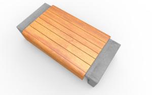 street furniture, bench, concrete, smooth concrete, double-sided , wood seating