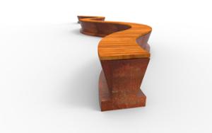 street furniture, concrete, smooth concrete, corten, for elderly people, bench, modular, wall top, curved, wood seating