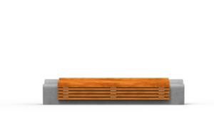 street furniture, bench, concrete, smooth concrete, wood backrest, wood seating