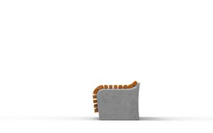 street furniture, bench, concrete, smooth concrete, wood backrest, wood seating