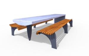 street furniture, concrete, smooth concrete, other, picnic set, bench, wood seating, table, vintage