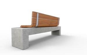 street furniture, seating, concrete, smooth concrete, wood backrest, wood seating