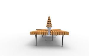 street furniture, bench, seating, wood backrest, wood seating