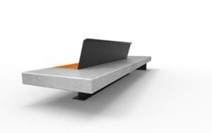 street furniture, concrete, smooth concrete, bench, seating, steel backrest, wood seating