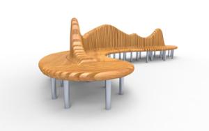 street furniture, price per metre, length measured on longer side, double-sided , seating, modular, curved, high backrest