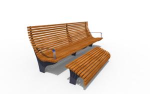 street furniture, seating, wood backrest, footrest, wood seating, vintage, high backrest