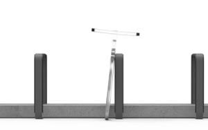 street furniture, bicycle stand, concrete, smooth concrete, rubber protection, with bike frame protection, cycle rack, multiple stands, free-standing