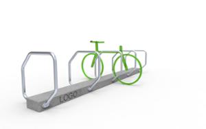 street furniture, concrete, smooth concrete, logo, bicycle stand, cycle rack, multiple stands, free-standing