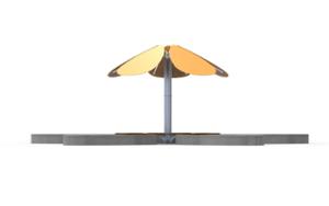 street furniture, other, curved, wood seating, canopy, shade