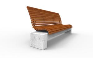 street furniture, concrete, smooth concrete, seating, wood backrest, wood seating, high backrest