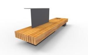 street furniture, vertical planks, bench, seating, high backrest