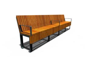 street furniture, seating, modular, wood backrest, wood seating
