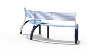 street furniture, price per metre, length measured on longer side, seating, steel backrest, curved, steel seating