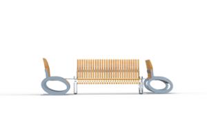 street furniture, seating, modular, wood backrest, curved, wood seating, table, small table
