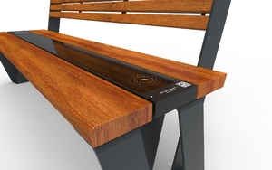 street furniture, seating, solar, wood backrest, wood seating, solarna listwa smartbeam