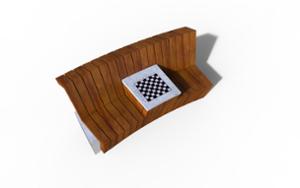 street furniture, concrete, smooth concrete, other, seating, modular, wood backrest, curved, wood seating, table, small table, chess