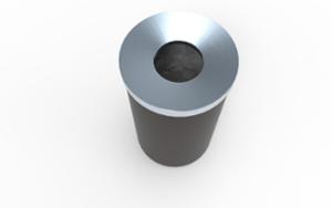 street furniture, litter bin, lid mounted with gudgeon pin, curved