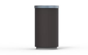 street furniture, litter bin, lid mounted with gudgeon pin, curved
