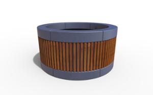 street furniture, planter, concrete, smooth concrete, wood, modular, curved