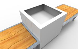 street furniture, bench, double-sided , wood seating