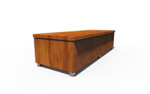 street furniture, bench, wood seating, storage box