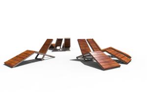 street furniture, seating, chaise longue, wood backrest, wood seating, strefa relaksu