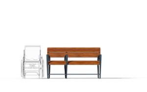 street furniture, for elderly people, seating, accessible for disabled, wood backrest, wood seating