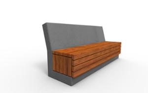 street furniture, seating, concrete, smooth concrete, wood backrest, wood seating