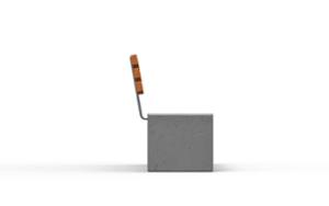 street furniture, seating, concrete, smooth concrete, wood backrest, wood seating