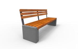 street furniture, seating, concrete, smooth concrete, wood backrest, wood seating