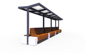 street furniture, concrete, smooth concrete, canopy roof / lid, double-sided , other, seating, modular, wood backrest, wood seating, canopy, shade