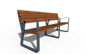 street furniture, seating, for warsaw, odlew aluminiowy, wood backrest, armrest, wood seating