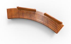 street furniture, bench, seating, concrete, smooth concrete, wood backrest, curved, wood seating