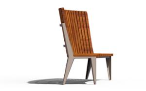 street furniture, horizontal planks, seating, wood backrest, curved, wood seating, high backrest