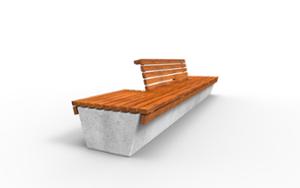 street furniture, concrete, smooth concrete, double-sided , bench, seating, modular, wood backrest, wood seating