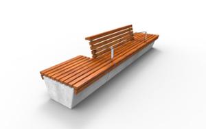 street furniture, concrete, smooth concrete, double-sided , bench, seating, modular, wood backrest, wood seating