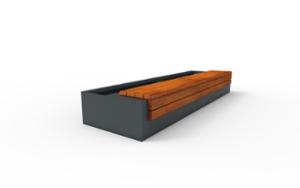 street furniture, corten, planter, bench, wood seating