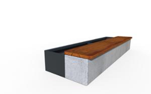 street furniture, concrete, smooth concrete, corten, planter, bench, wood seating