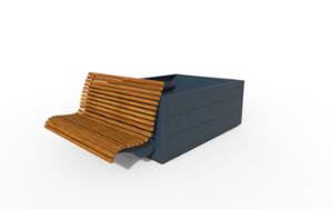 street furniture, planter, seating, wood backrest, wood seating