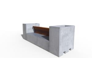 street furniture, concrete, smooth concrete, planter, seating, mobile (pallet jack compatible), wood backrest, wood seating