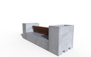 street furniture, planter, seating, concrete, smooth concrete, mobile (pallet jack compatible), wood backrest, wood seating